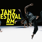 Tanzende Menschen mit dem Logo: Tanzfestival Rhein-Main