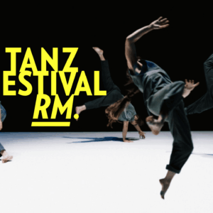 Tanzende Menschen mit dem Logo: Tanzfestival Rhein-Main