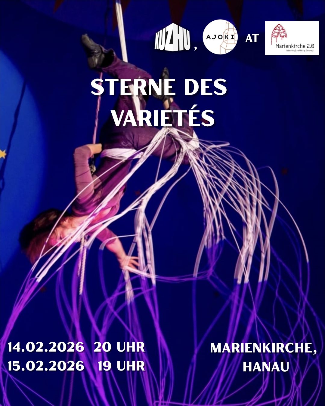 Frau in der Luft mit dem Titel "Sterne des Varietés"
